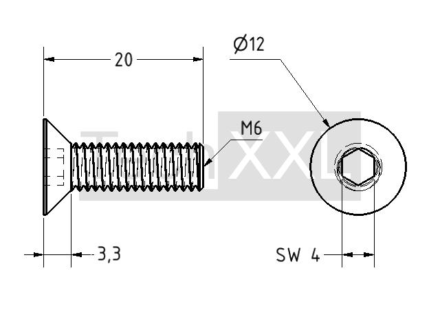 Trojaanse paard informeel Planeet Verzonken schroef M6x20 zwart ➡️ 0.22€ ▷ profile-technologie - Item No  101656